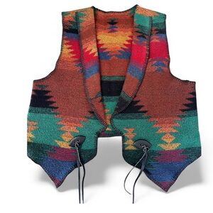 Eagle River sz 10 Wool poly acrylic western native pattern vest cowboy